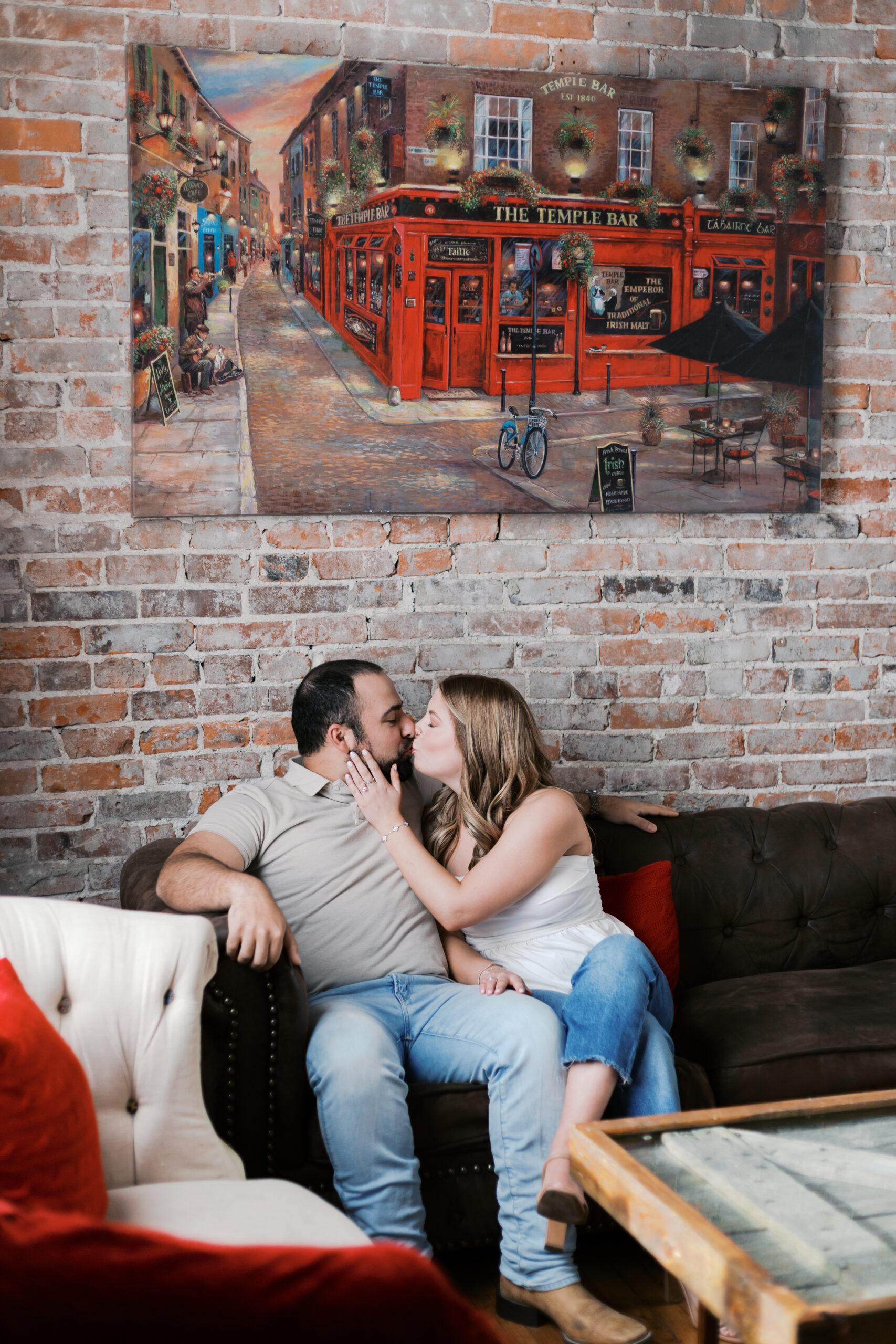 downtown harrisonville missouri engagement session for a wedding at the davis event space