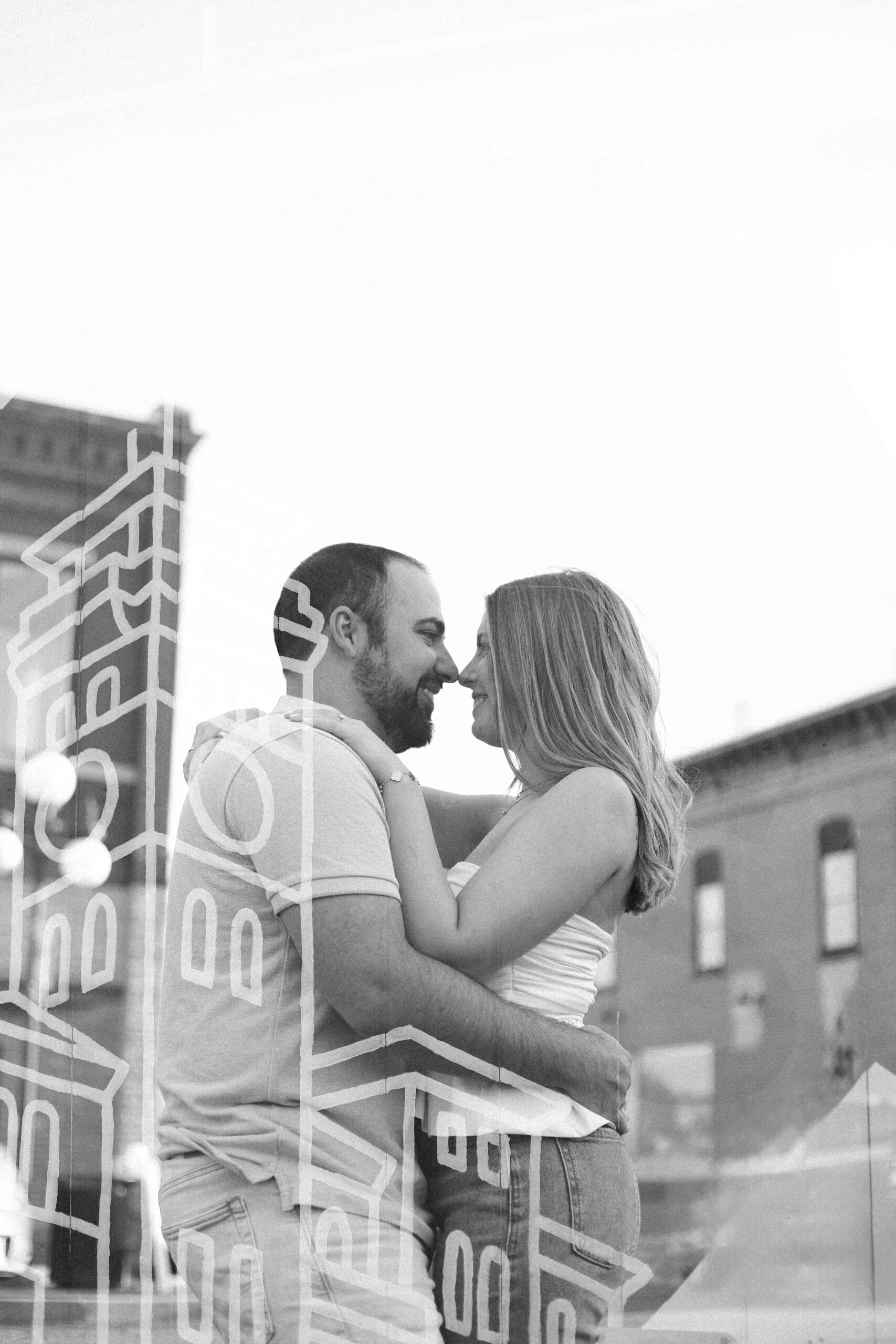 downtown harrisonville missouri engagement session for a wedding at the davis event space