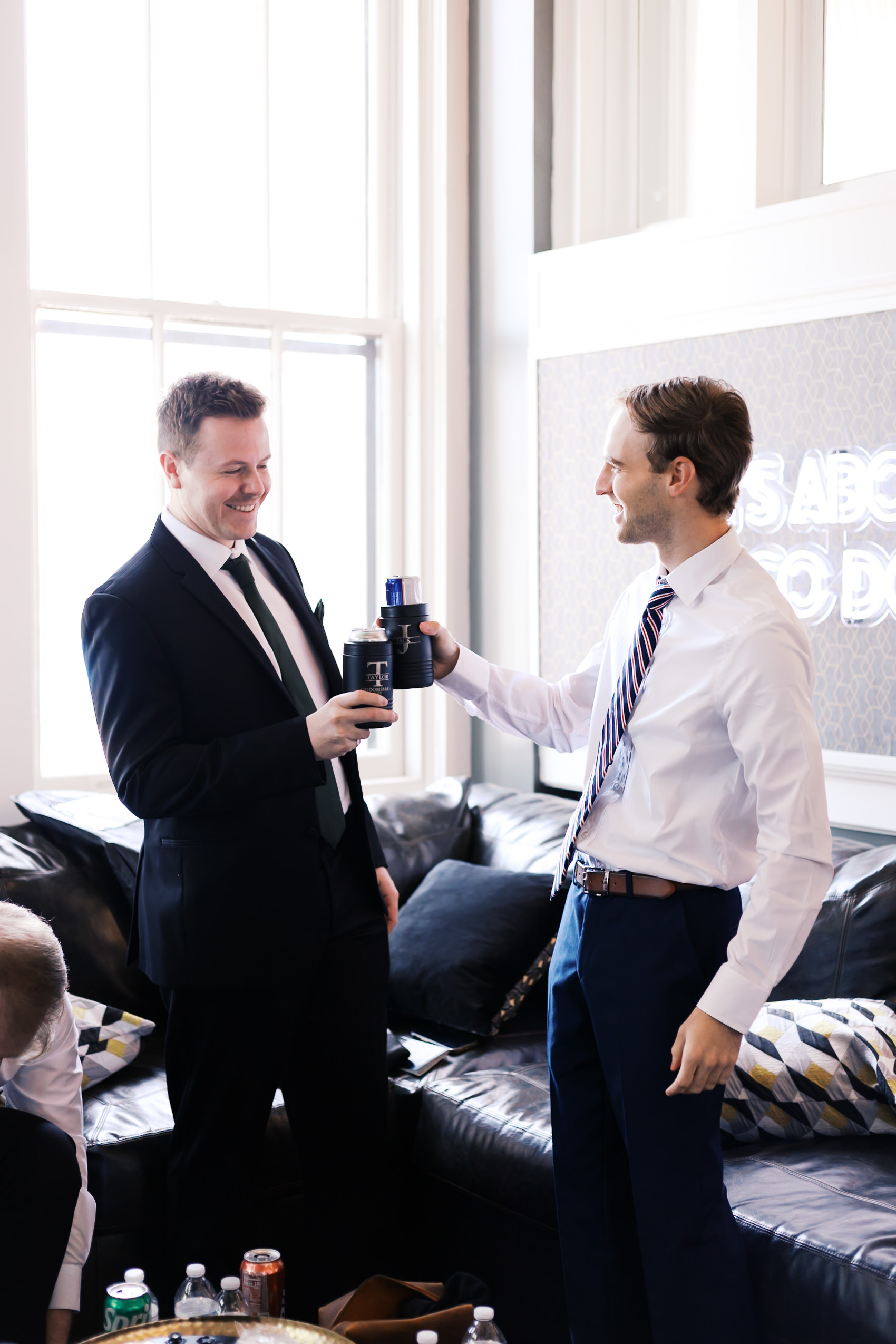 Groom and groomsman cheers