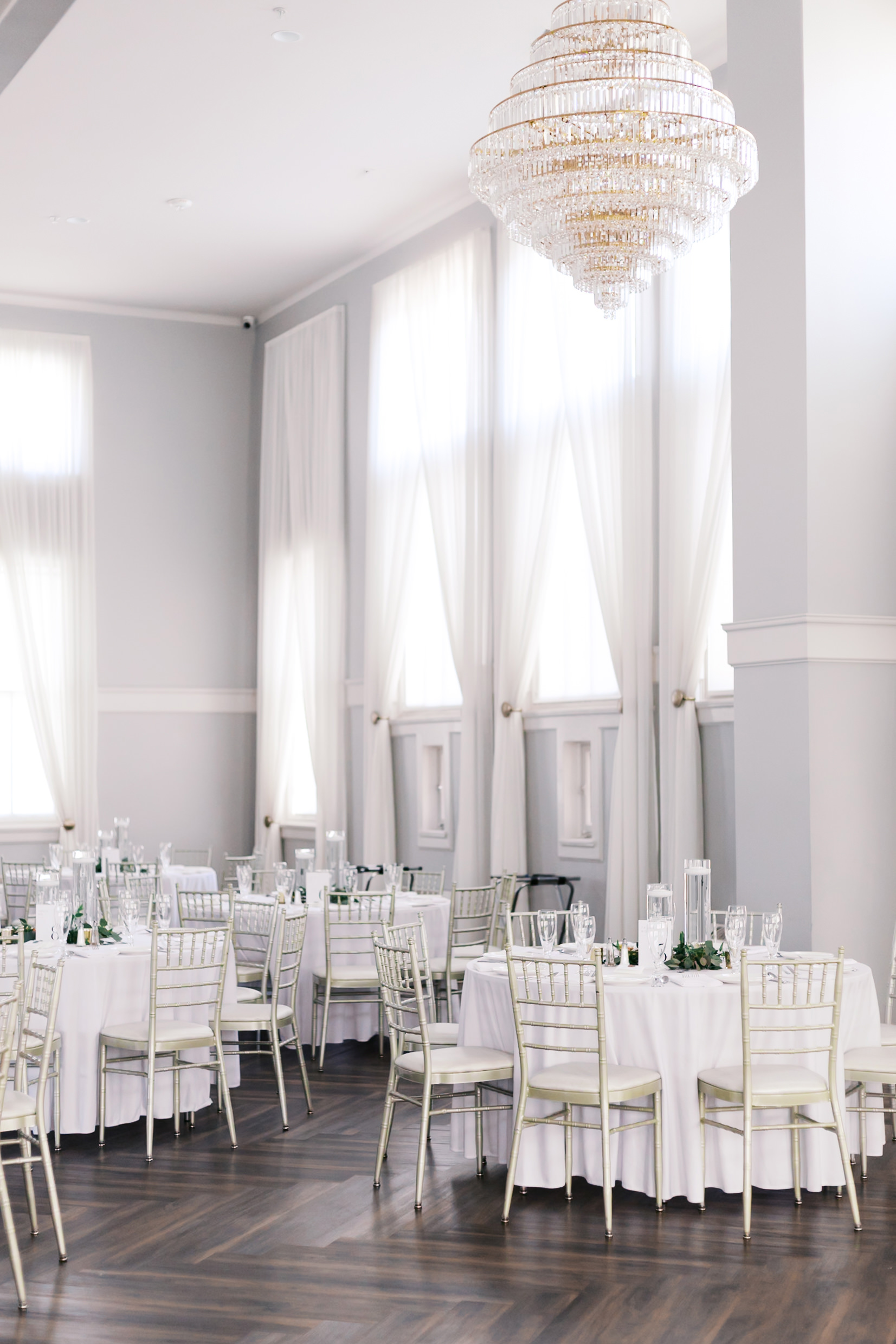 ballroom of the Lincoln Event space set up for a wedding