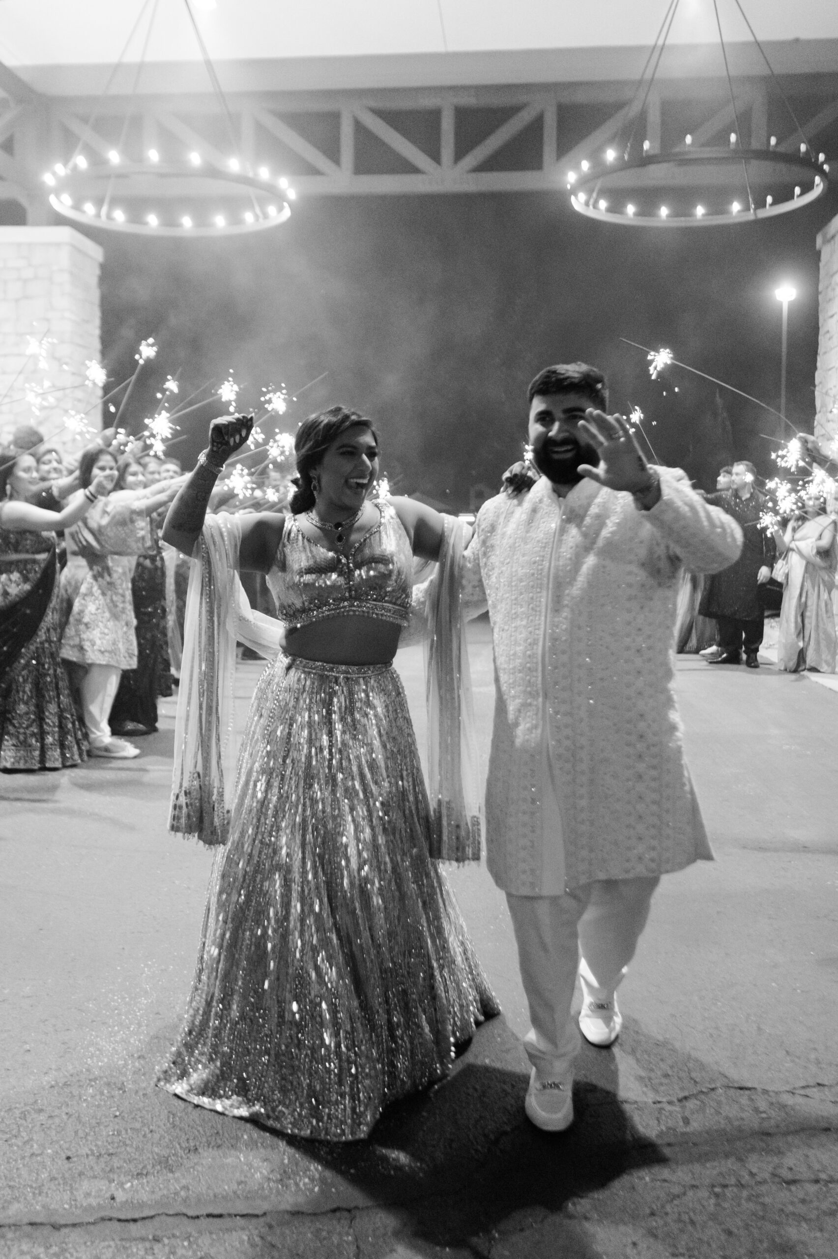 south asian indian wedding in kansas city midwest sparkler exit